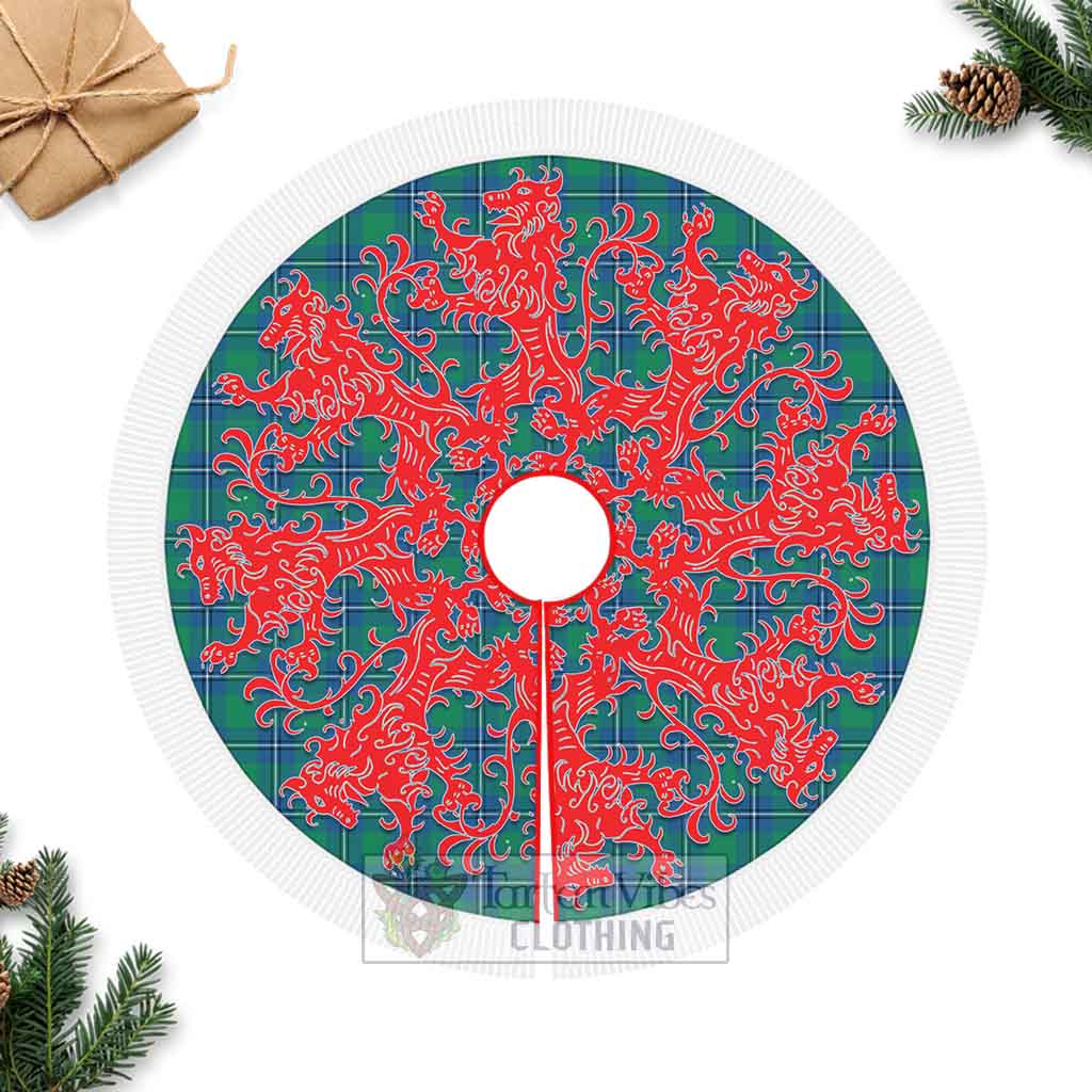 Tartan Vibes Clothing Irvine Tartan Christmas Tree Skirt Lion Rampant Style