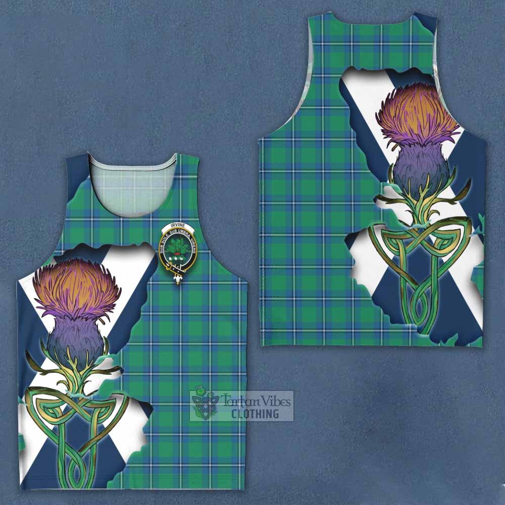 Tartan Vibes Clothing Irvine Tartan Family Crest Men's Tank Top Scottish Thistle Celtic Inspired