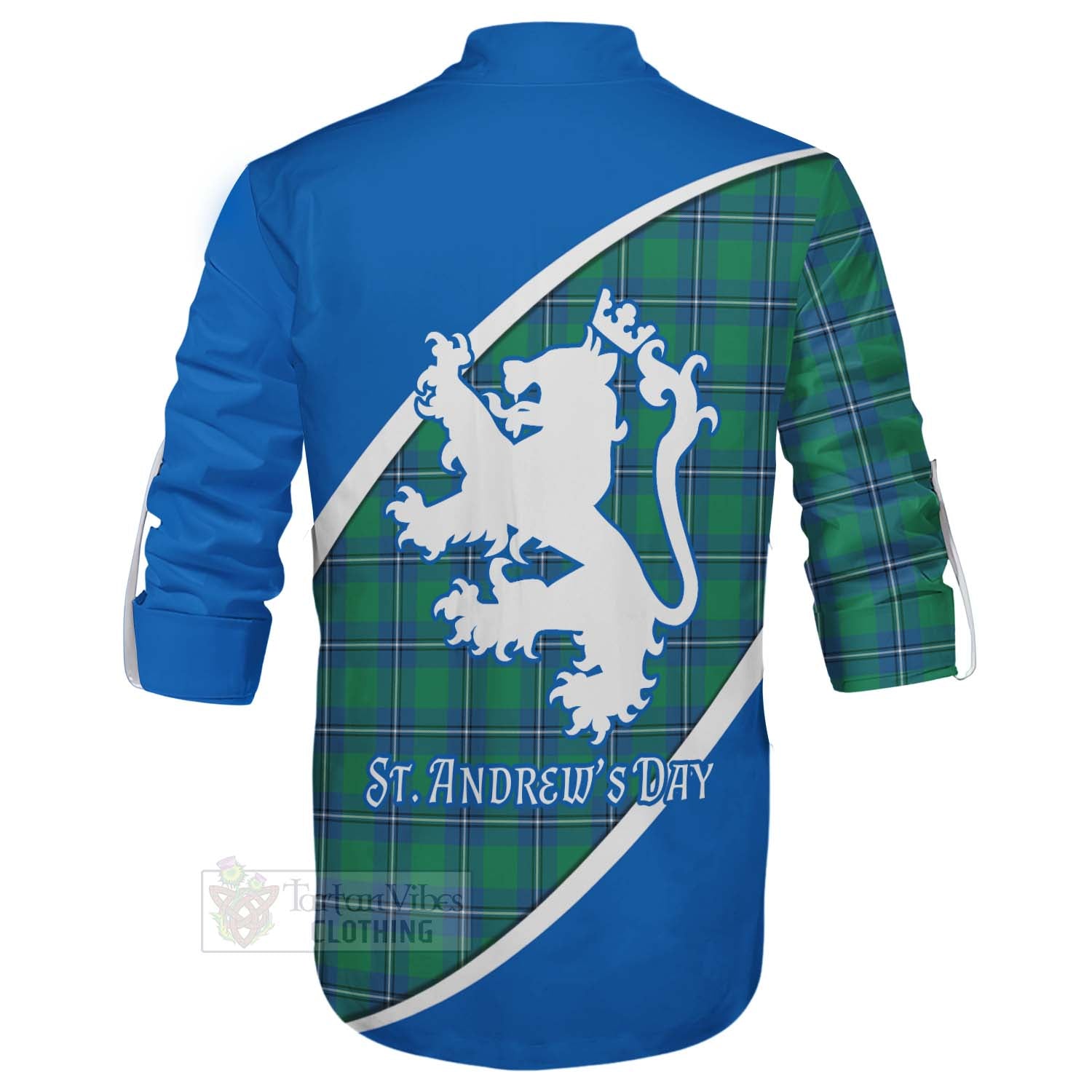 Tartan Vibes Clothing Irvine Family Crest Tartan Ghillie Kilt Shirt Celebrate Saint Andrew's Day in Style
