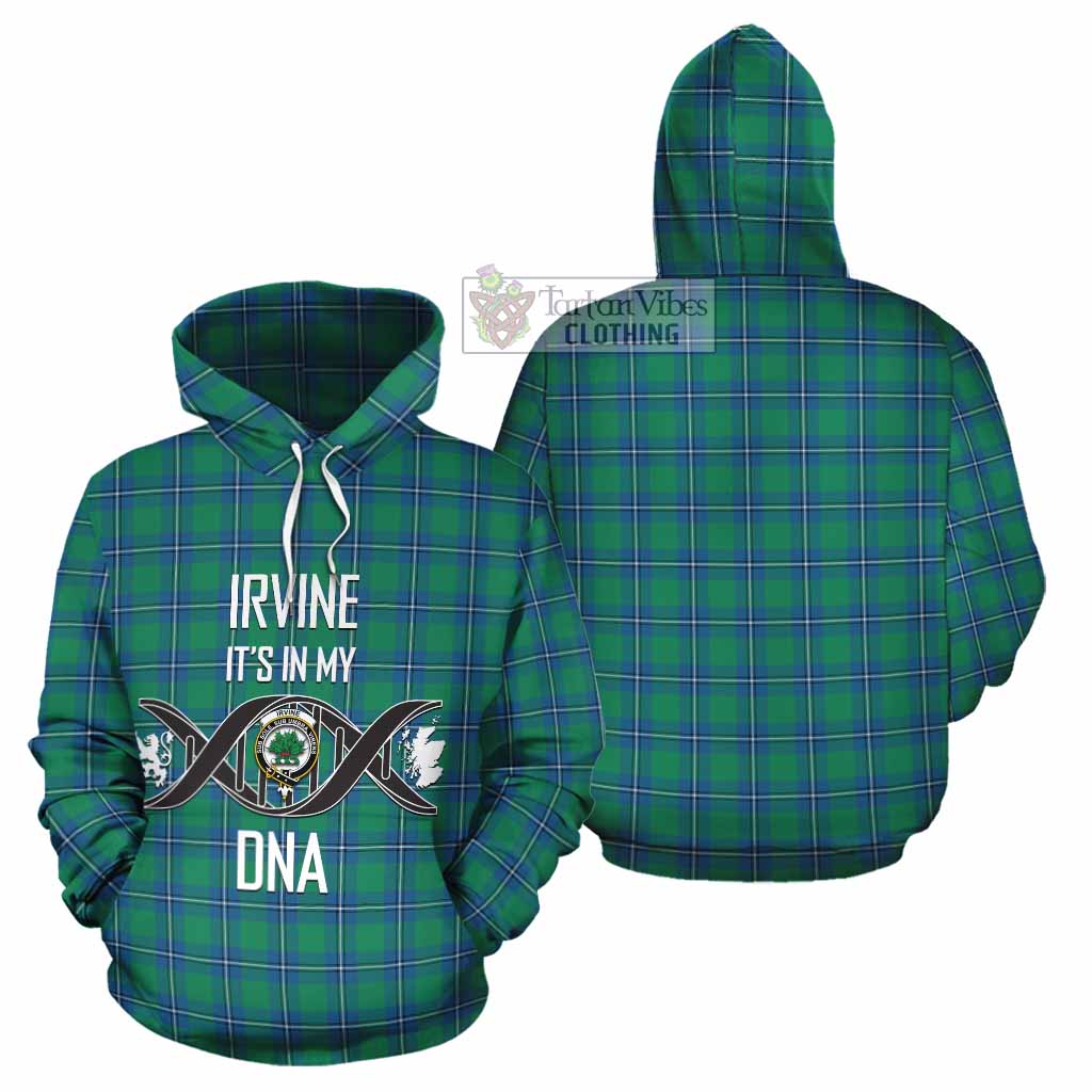 Tartan Vibes Clothing Irvine Tartan Cotton Hoodie with Family Crest DNA In Me Style