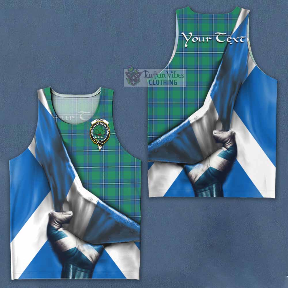 Tartan Vibes Clothing Irvine Tartan Men's Tank Top with Family Crest Scotland Patriotic Style