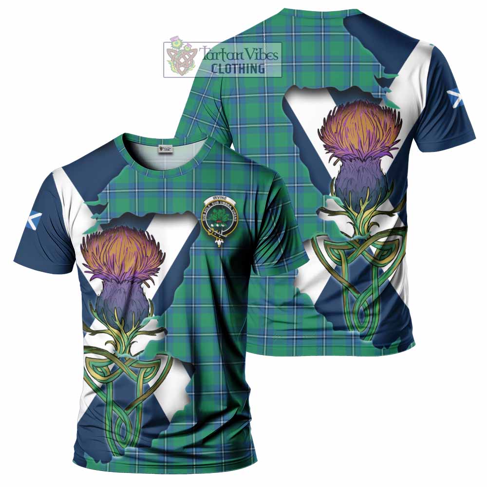 Tartan Vibes Clothing Irvine Tartan Family Crest T-Shirt Scottish Thistle Celtic Inspired