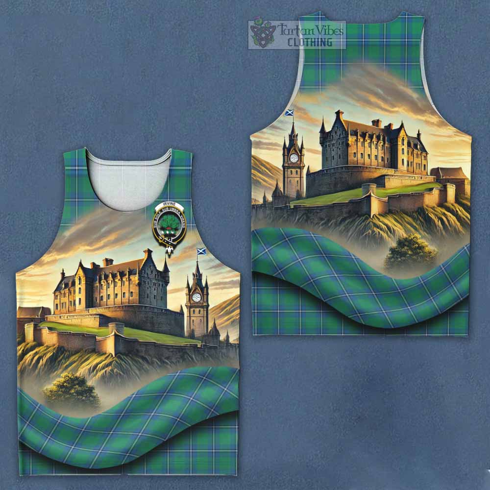 Tartan Vibes Clothing Irvine Tartan Family Crest Men's Tank Top with Scottish Ancient Castle Style