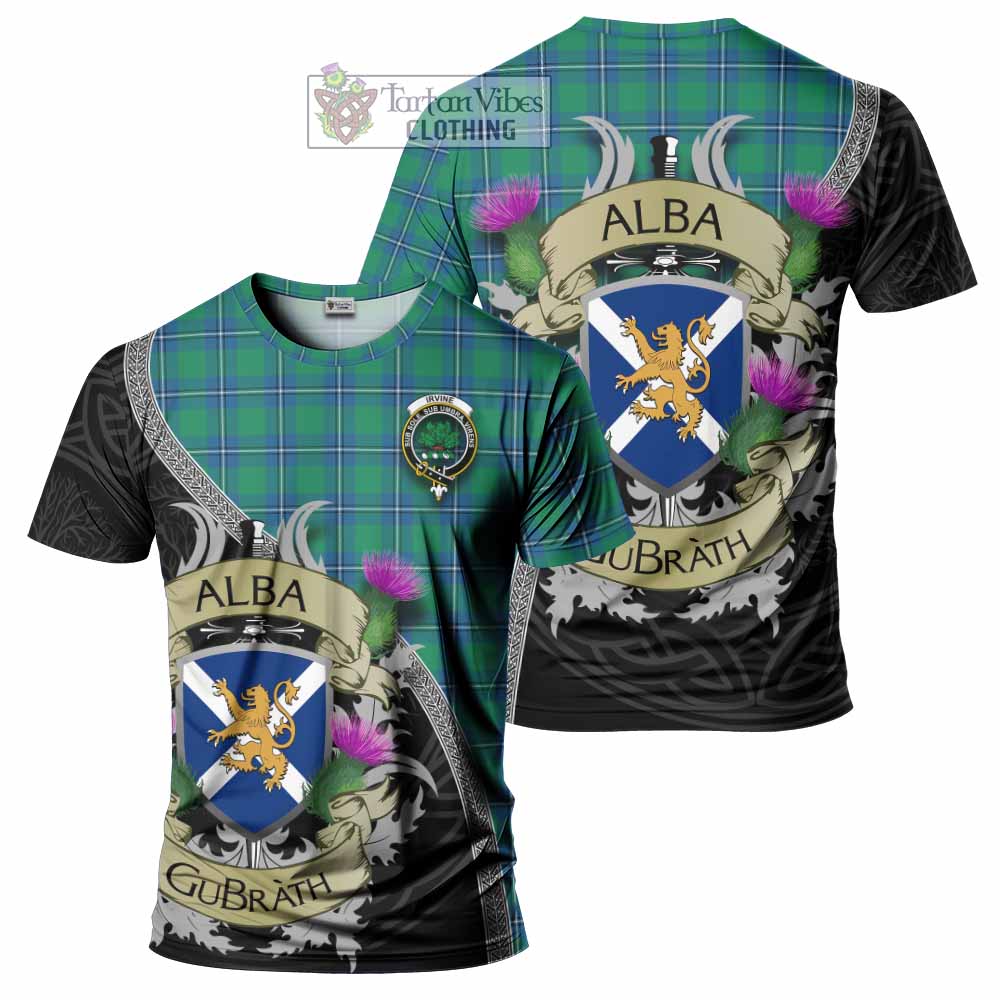 Tartan Vibes Clothing Irvine Tartan Family Crest T-Shirt Lion Rampant Royal Thistle Shield Celtic Inspired