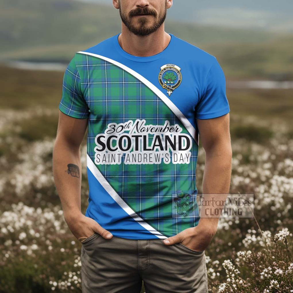 Tartan Vibes Clothing Irvine Family Crest Tartan T-Shirt Celebrate Saint Andrew's Day in Style