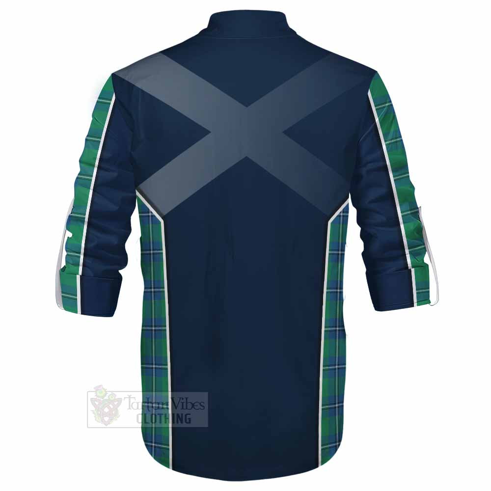 Tartan Vibes Clothing Irvine Tartan Ghillie Kilt Shirt with Family Crest and Lion Rampant Vibes Sport Style