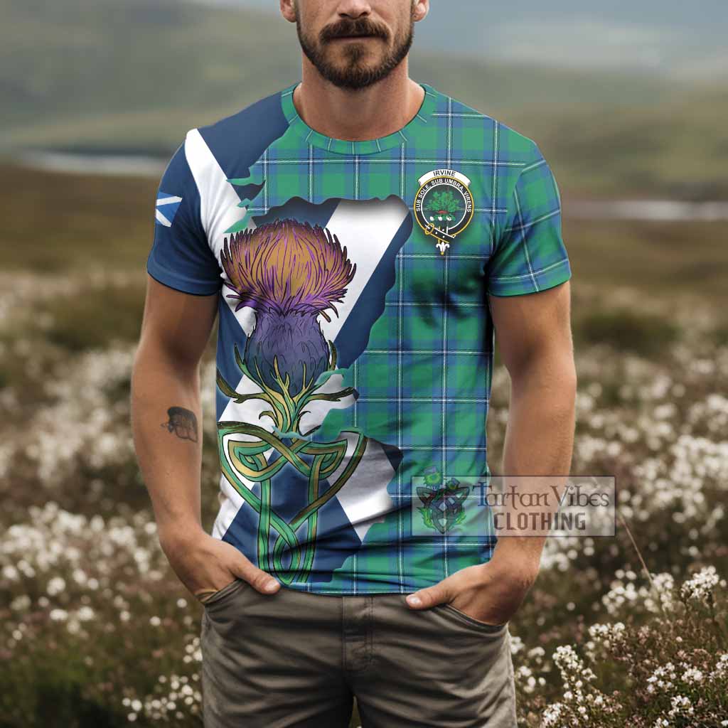 Tartan Vibes Clothing Irvine Tartan Family Crest T-Shirt Scottish Thistle Celtic Inspired