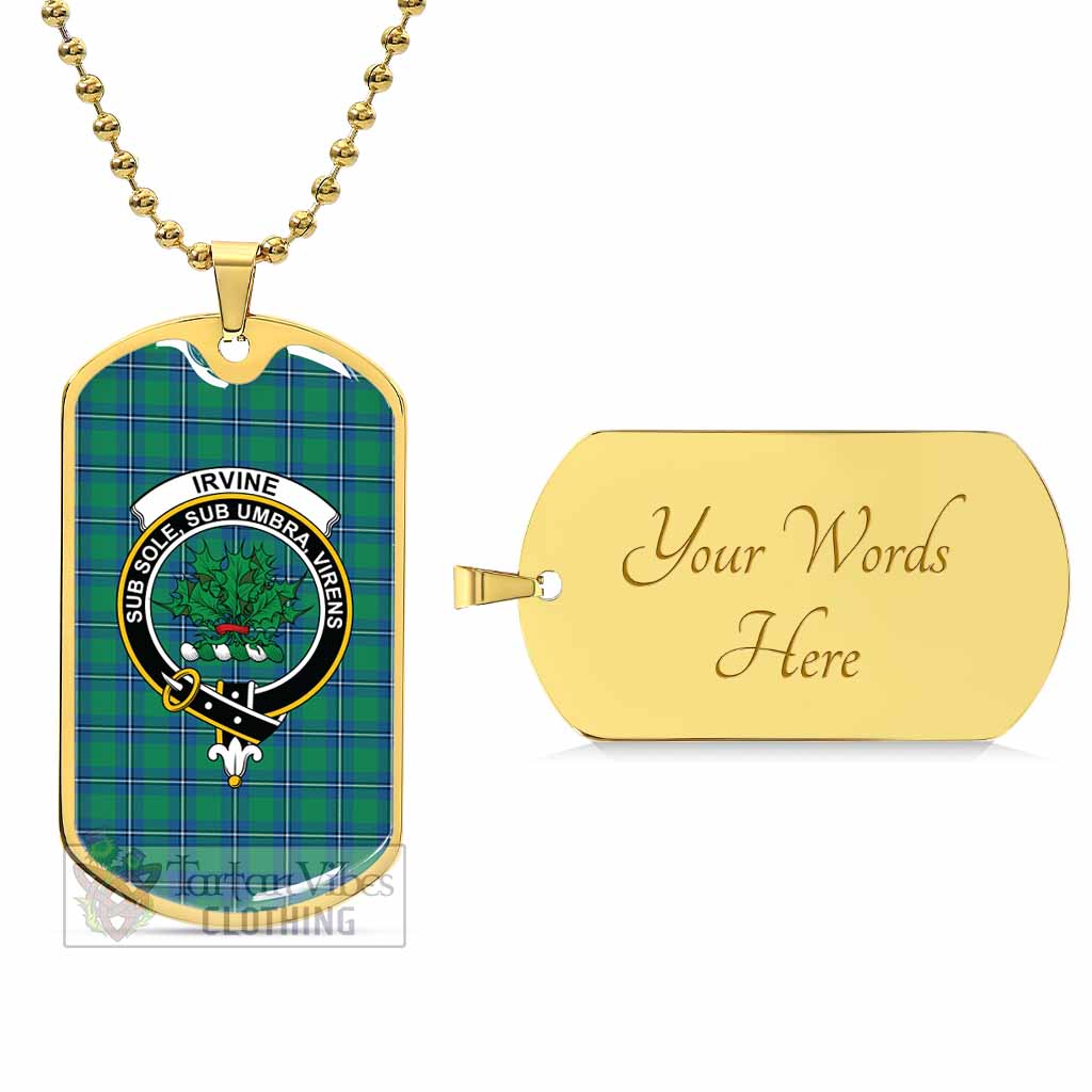 Tartan Vibes Clothing Irvine Tartan Dog Tag Necklace with Family Crest