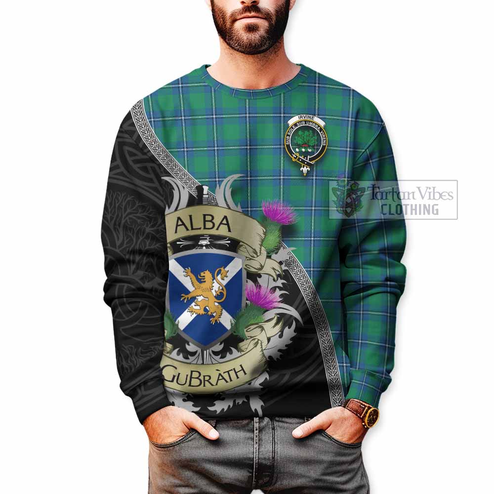 Tartan Vibes Clothing Irvine Tartan Family Crest Sweatshirt Lion Rampant Royal Thistle Shield Celtic Inspired