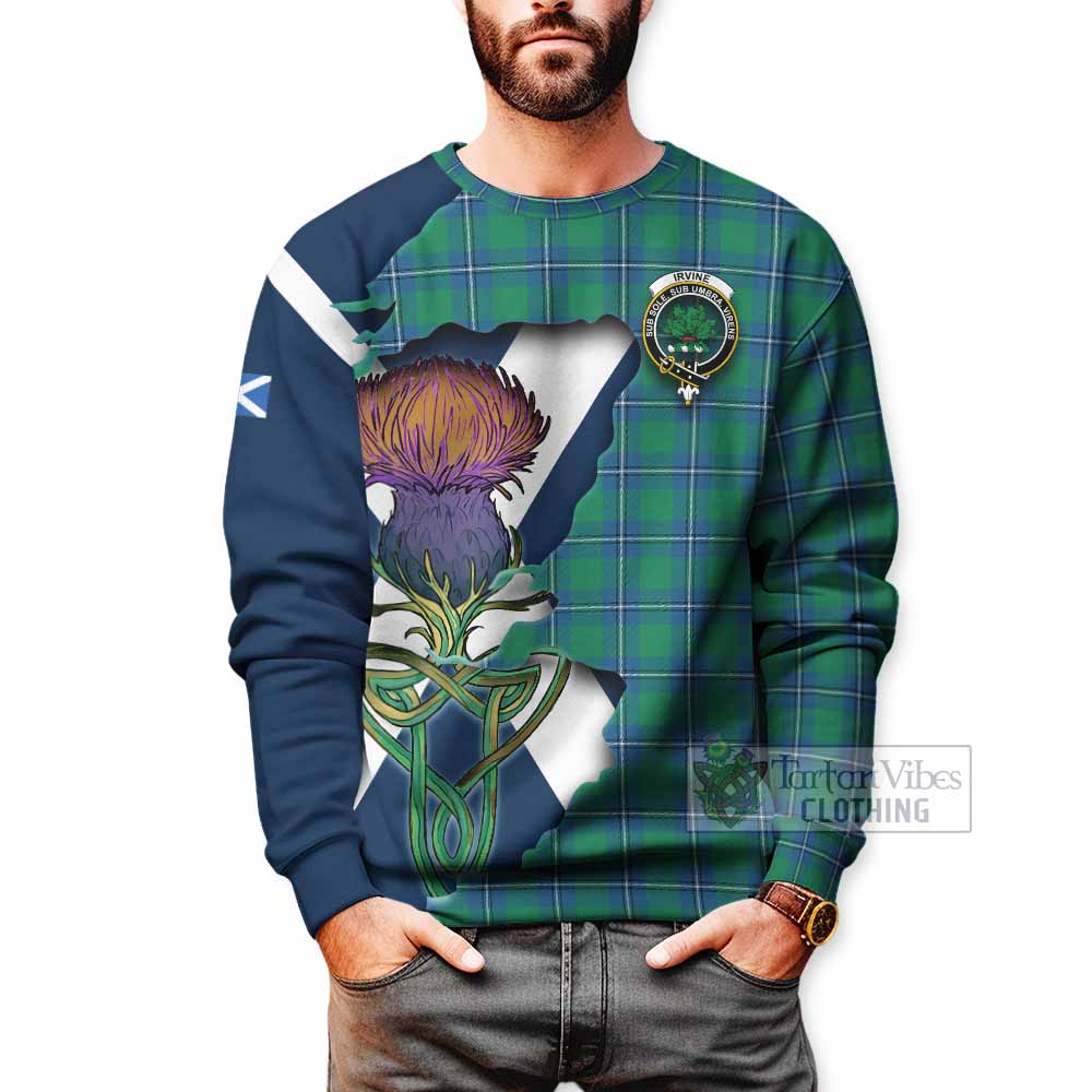 Tartan Vibes Clothing Irvine Tartan Family Crest Sweatshirt Scottish Thistle Celtic Inspired