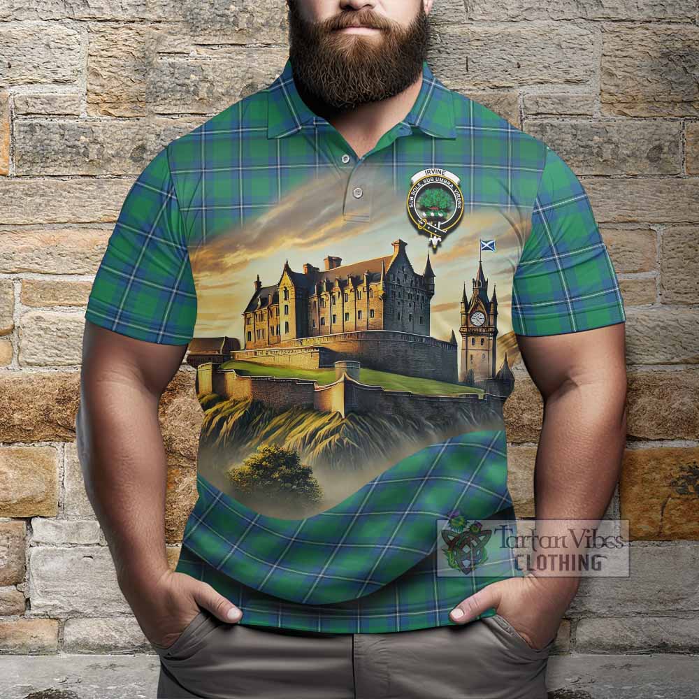Tartan Vibes Clothing Irvine Tartan Family Crest Polo Shirt with Scottish Ancient Castle Stype