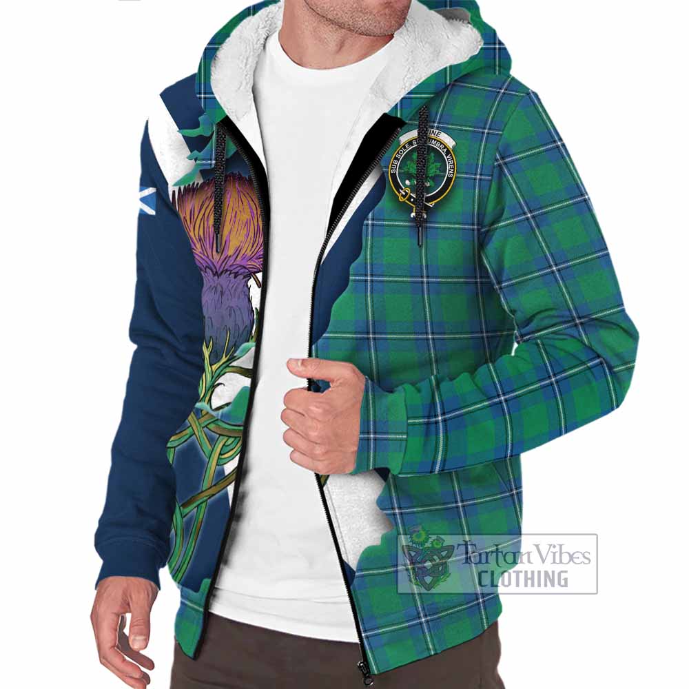 Tartan Vibes Clothing Irvine Tartan Family Crest Sherpa Hoodie Scottish Thistle Celtic Inspired