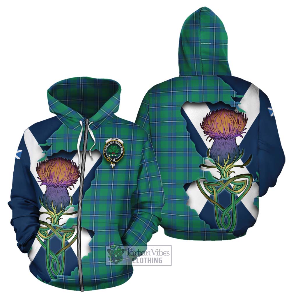 Tartan Vibes Clothing Irvine Tartan Family Crest Cotton Hoodie Scottish Thistle Celtic Inspired