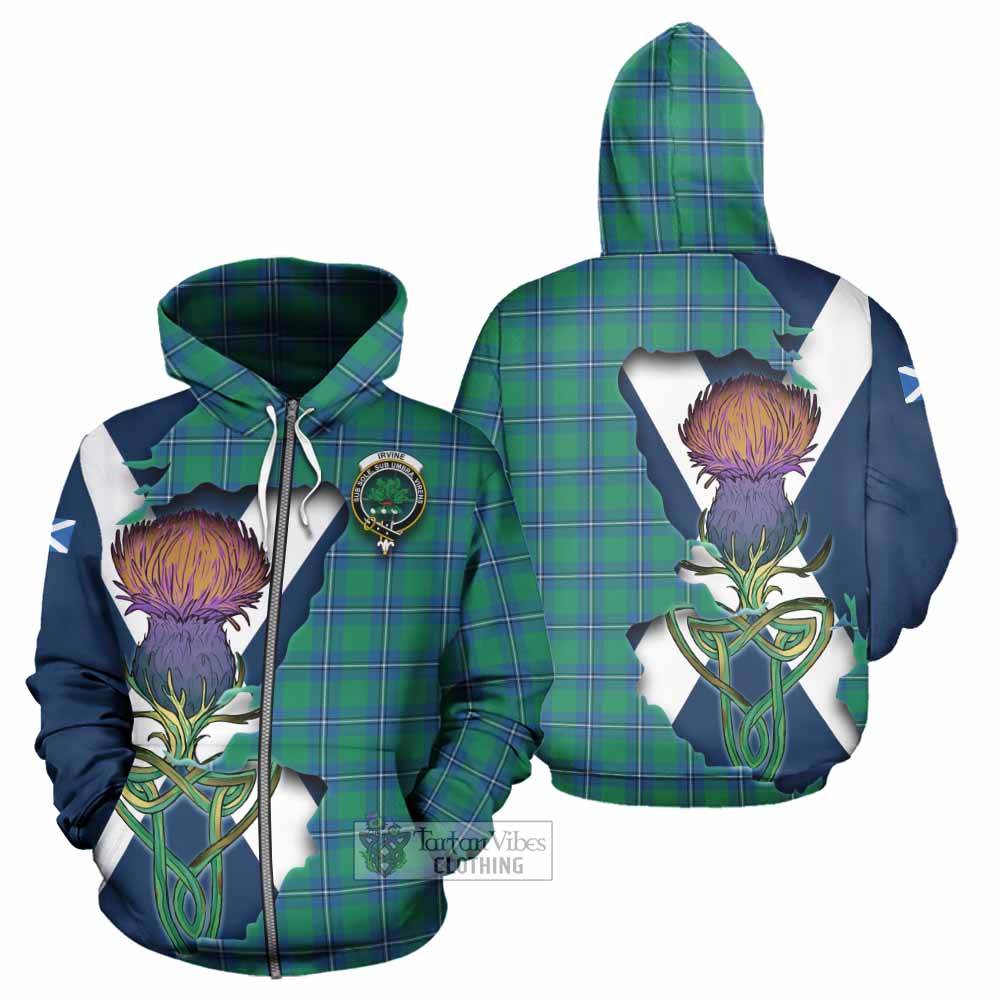 Tartan Vibes Clothing Irvine Tartan Family Crest Hoodie Scottish Thistle Celtic Inspired