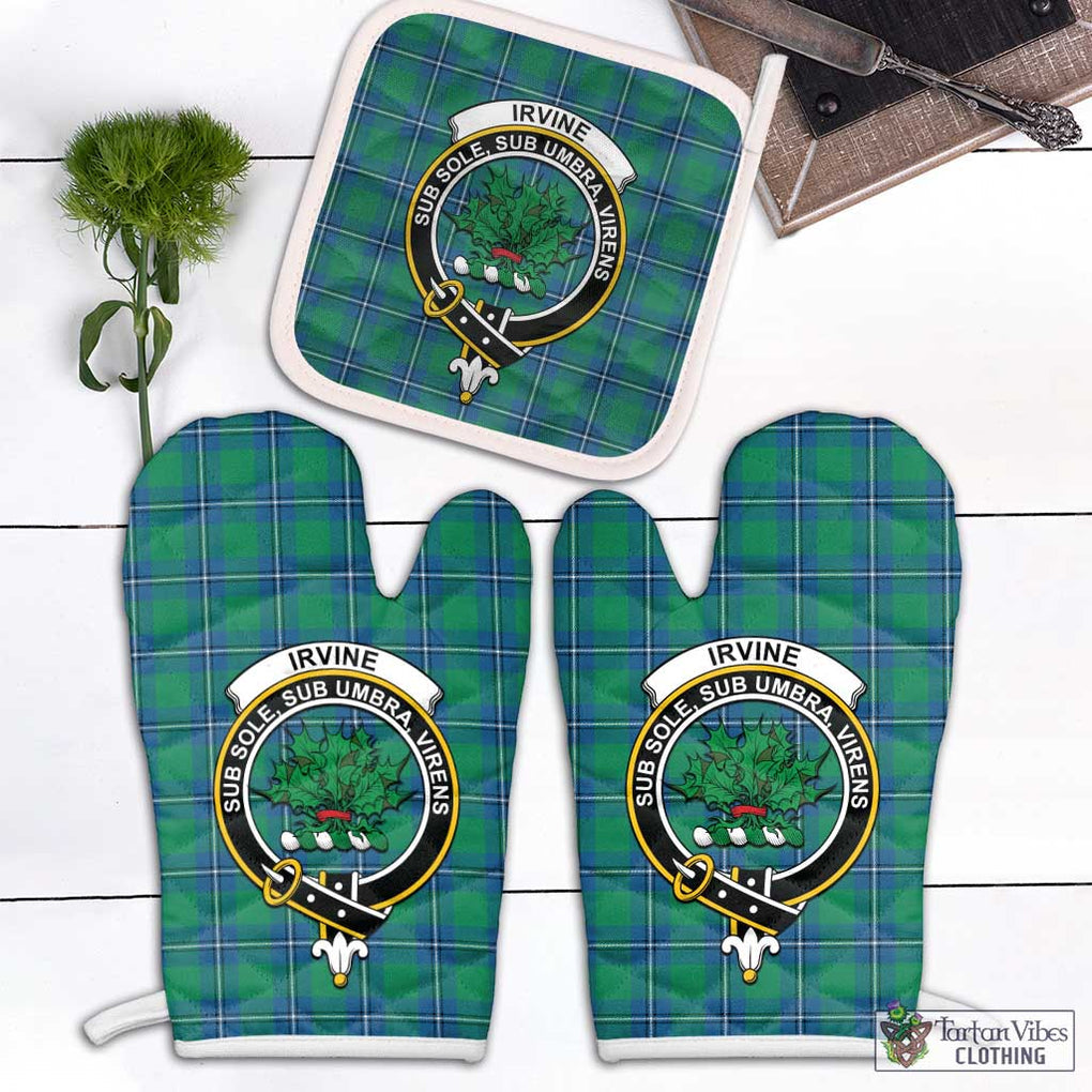 Irvine Tartan Combo Oven Mitt & Pot-Holder with Family Crest Combo 1 Oven Mitt & 1 Pot-Holder White - Tartan Vibes Clothing