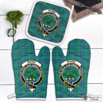 Irvine Tartan Combo Oven Mitt & Pot-Holder with Family Crest Combo 1 Oven Mitt & 1 Pot-Holder White - Tartan Vibes Clothing