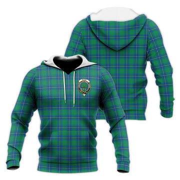 Irvine Ancient Tartan Knitted Hoodie with Family Crest