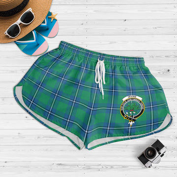 Irvine Ancient Tartan Womens Shorts with Family Crest