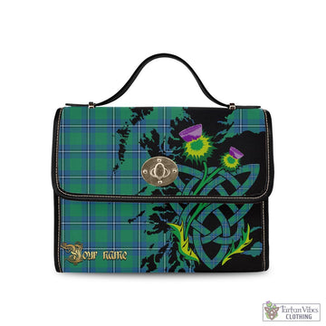 Irvine Ancient Tartan Waterproof Canvas Bag with Scotland Map and Thistle Celtic Accents