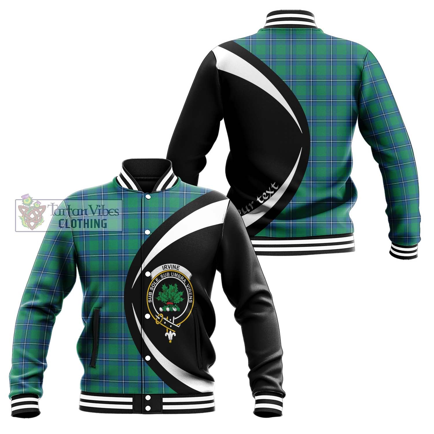 Irvine Tartan Baseball Jacket with Family Crest Circle Style Unisex - Tartan Vibes Clothing