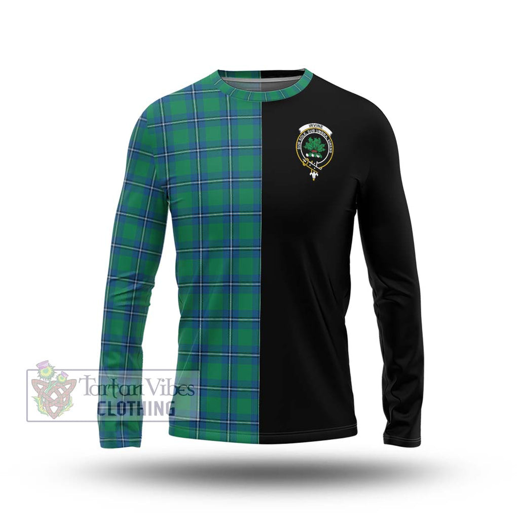 Irvine Tartan Long Sleeve T-Shirt with Family Crest and Half Of Me Style Unisex - Tartanvibesclothing Shop