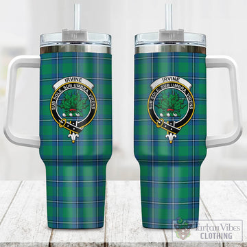 Tartan Vibes Clothing Irvine Ancient Tartan and Family Crest Tumbler with Handle