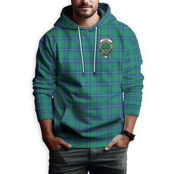 Irvine Tartan Hoodie with Family Crest