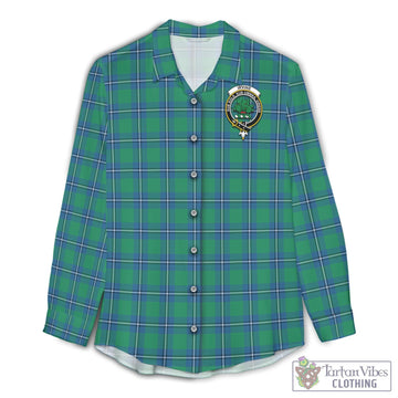 Tartan Vibes Clothing Irvine Ancient Tartan Womens Casual Shirt with Family Crest