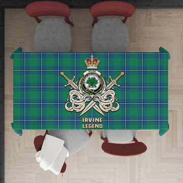 Irvine Tartan Tablecloth with Clan Crest and the Golden Sword of Courageous Legacy