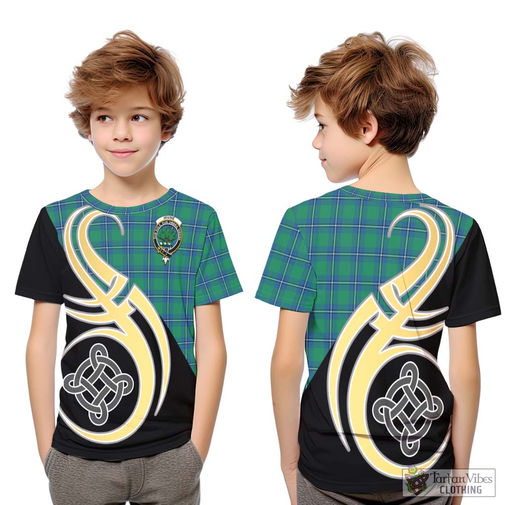 Irvine Tartan Kid T-Shirt with Family Crest and Celtic Symbol Style Youth XL Size14 - Tartan Vibes Clothing