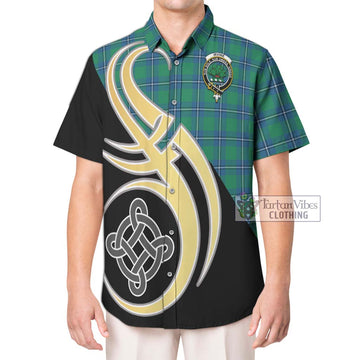 Irvine Tartan Short Sleeve Button Shirt with Family Crest and Celtic Symbol Style Kid - Tartan Vibes Clothing