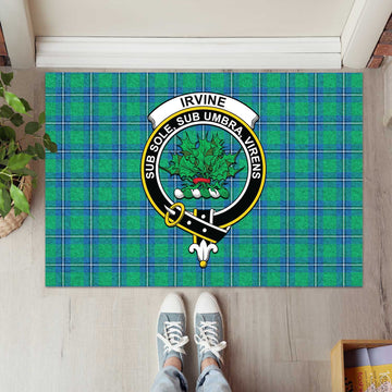 Irvine Tartan Rubber Doormat with Family Crest