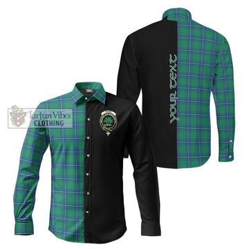 Irvine Tartan Long Sleeve Button Shirt with Family Crest and Half Of Me Style