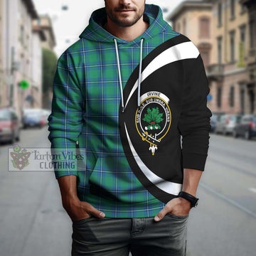 Irvine Tartan Hoodie with Family Crest Circle Style