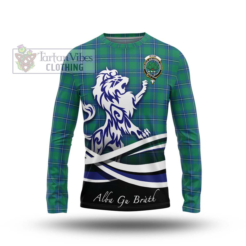 Irvine Tartan Long Sleeve T-Shirt with Alba Gu Brath Regal Lion Emblem Unisex - Tartan Vibes Clothing