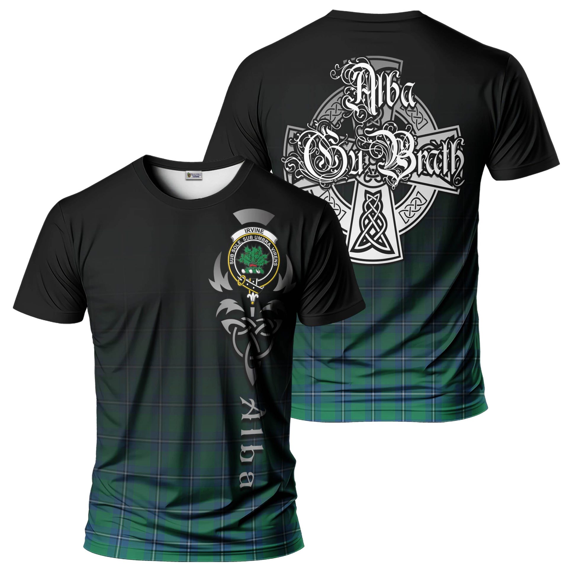 Tartan Vibes Clothing Irvine Ancient Tartan T-Shirt Featuring Alba Gu Brath Family Crest Celtic Inspired