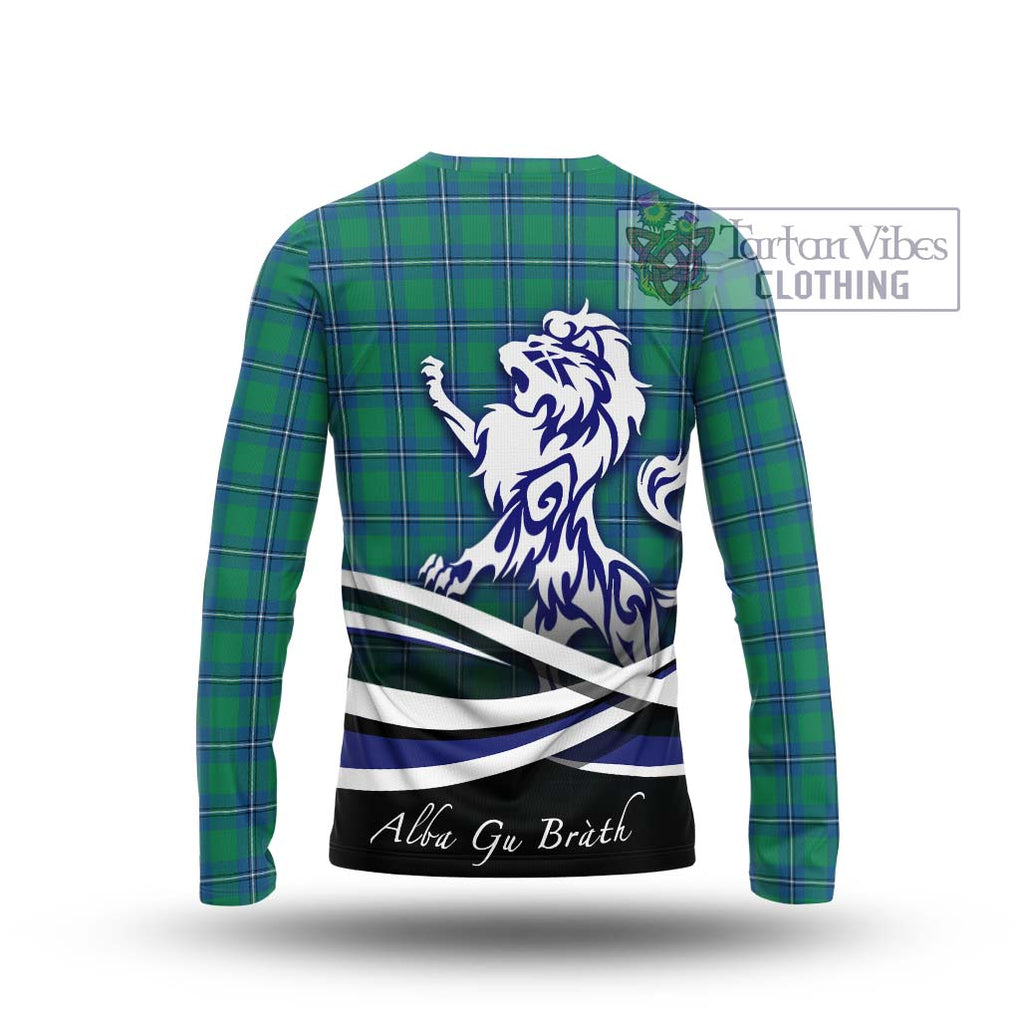 Irvine Tartan Long Sleeve T-Shirt with Alba Gu Brath Regal Lion Emblem - Tartan Vibes Clothing