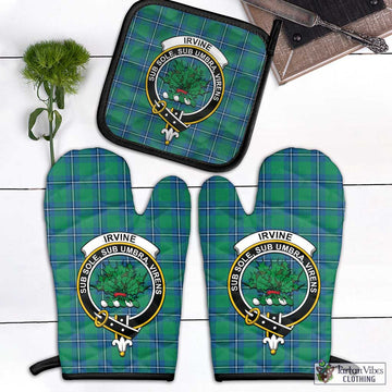 Irvine Tartan Combo Oven Mitt & Pot-Holder with Family Crest Combo 1 Oven Mitt & 1 Pot-Holder Black - Tartan Vibes Clothing