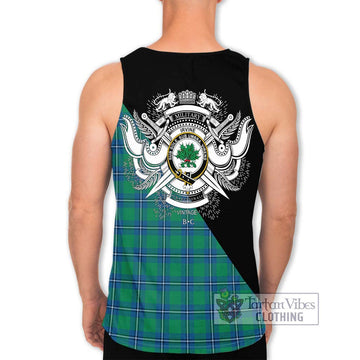Irvine Tartan Men's Tank Top with Family Crest and Military Logo Style - Tartanvibesclothing Shop