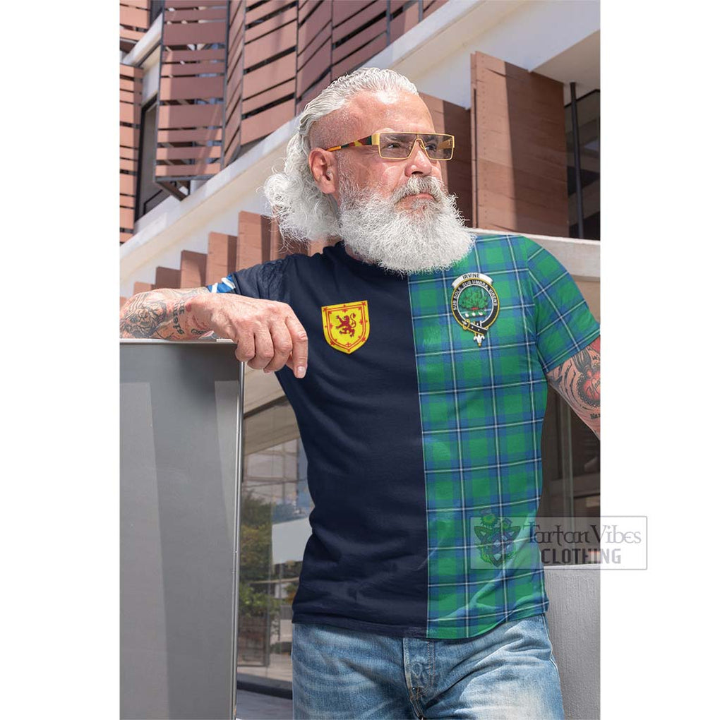 Tartan Vibes Clothing Irvine Ancient Tartan Cotton T-shirt with Scottish Lion Royal Arm Half Style