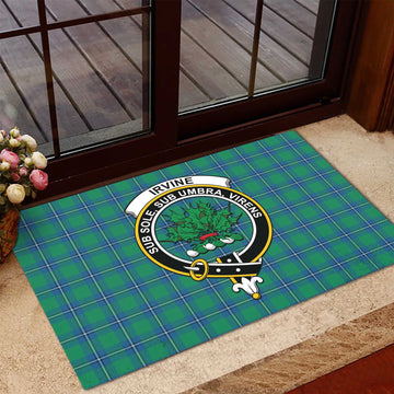 Irvine Tartan Rubber Doormat with Family Crest