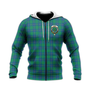 Irvine Ancient Tartan Knitted Hoodie with Family Crest