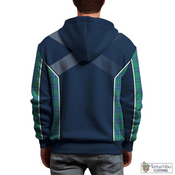 Irvine Ancient Tartan Hoodie with Family Crest and Scottish Thistle Vibes Sport Style
