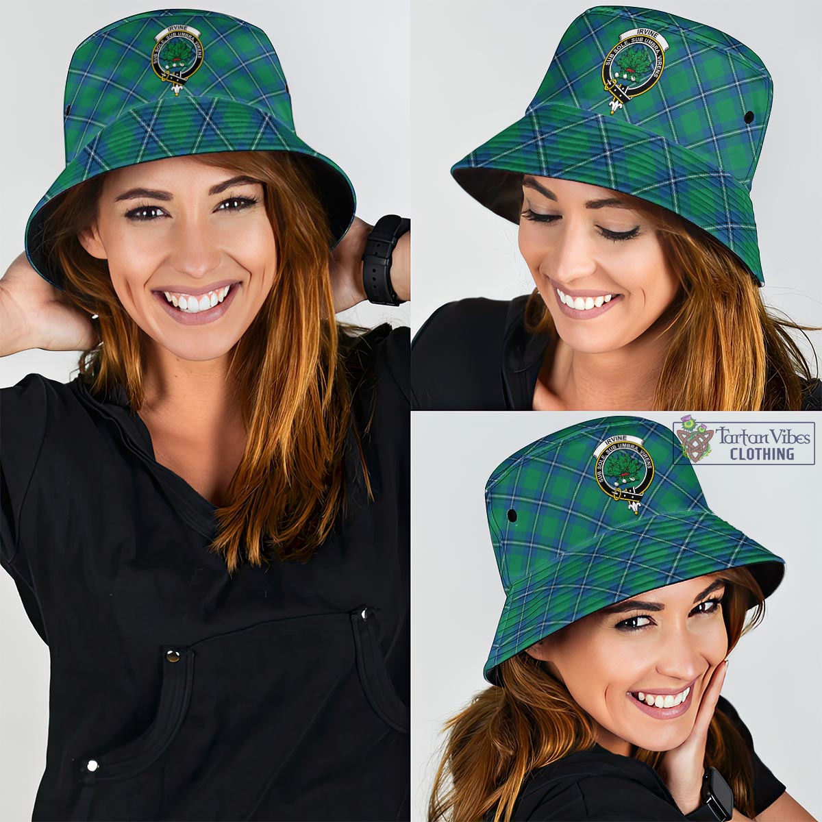 Tartan Vibes Clothing Irvine Ancient Tartan Bucket Hat with Family Crest