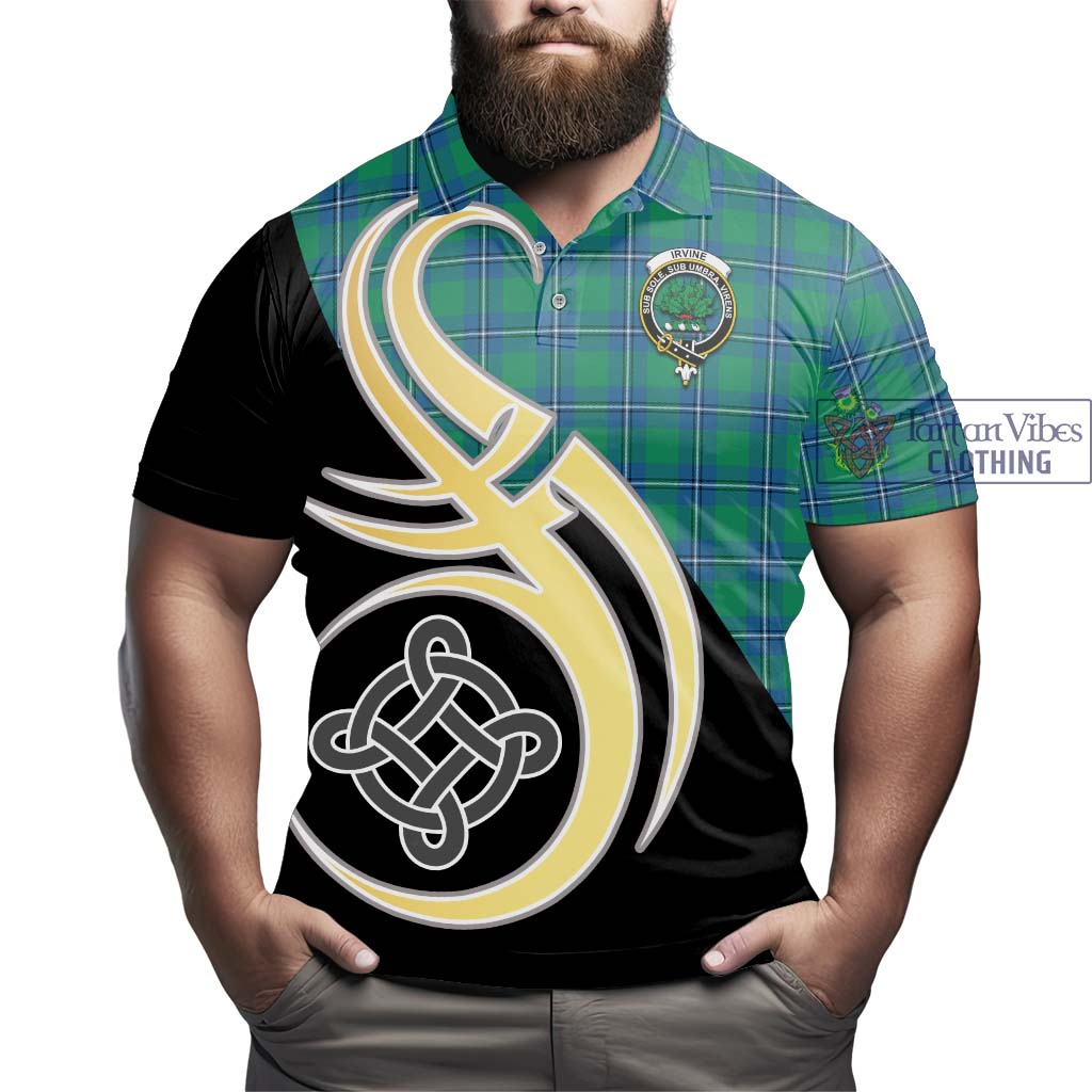 Irvine Tartan Polo Shirt with Family Crest and Celtic Symbol Style - Tartan Vibes Clothing