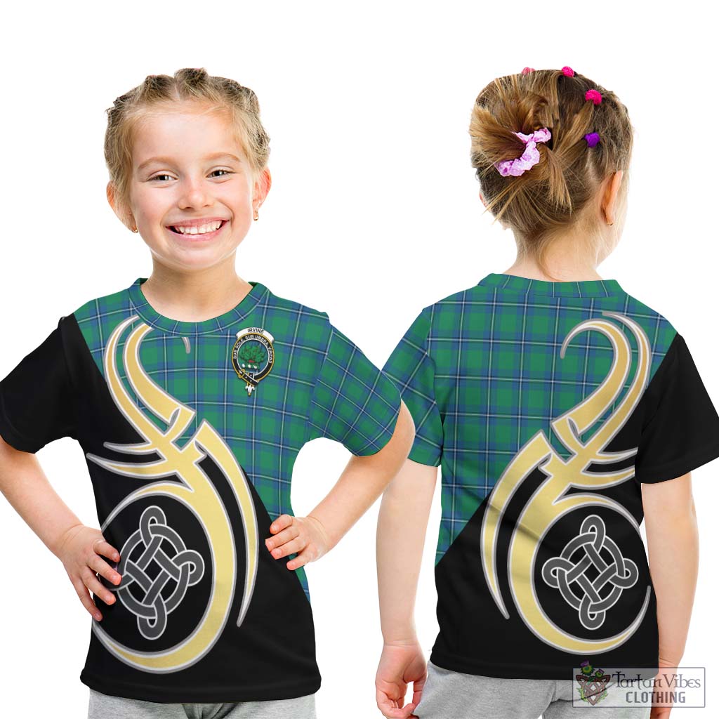 Irvine Tartan Kid T-Shirt with Family Crest and Celtic Symbol Style - Tartan Vibes Clothing
