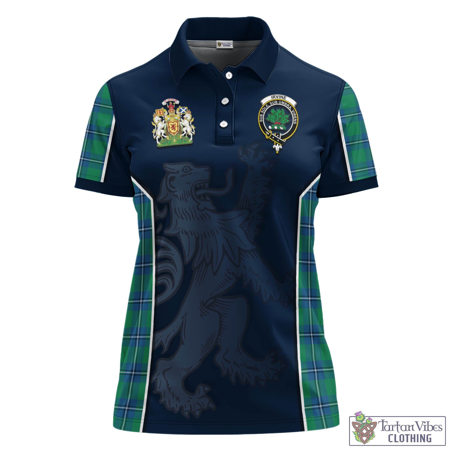 Tartan Vibes Clothing Irvine Ancient Tartan Women's Polo Shirt with Family Crest and Lion Rampant Vibes Sport Style