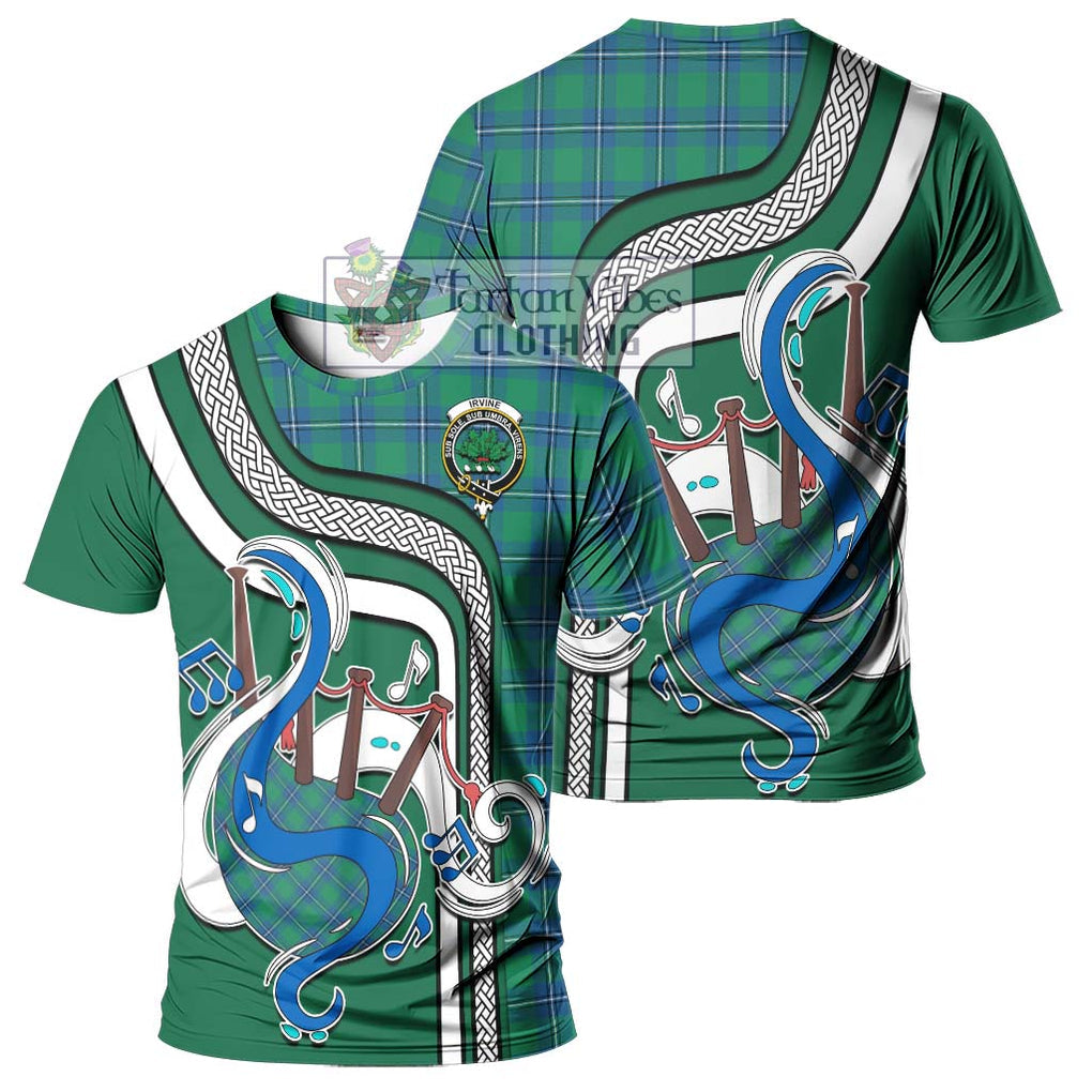 Irvine Tartan T-Shirt with Epic Bagpipe Style - Tartanvibesclothing Shop