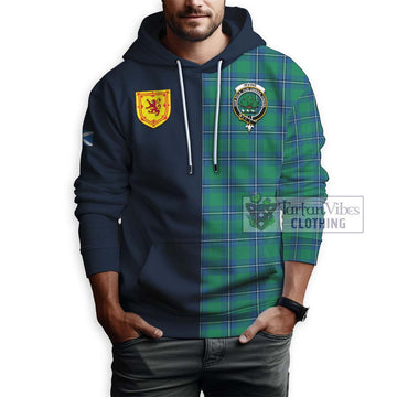 Irvine Tartan Hoodie Alba with Scottish Lion Royal Arm Half Style