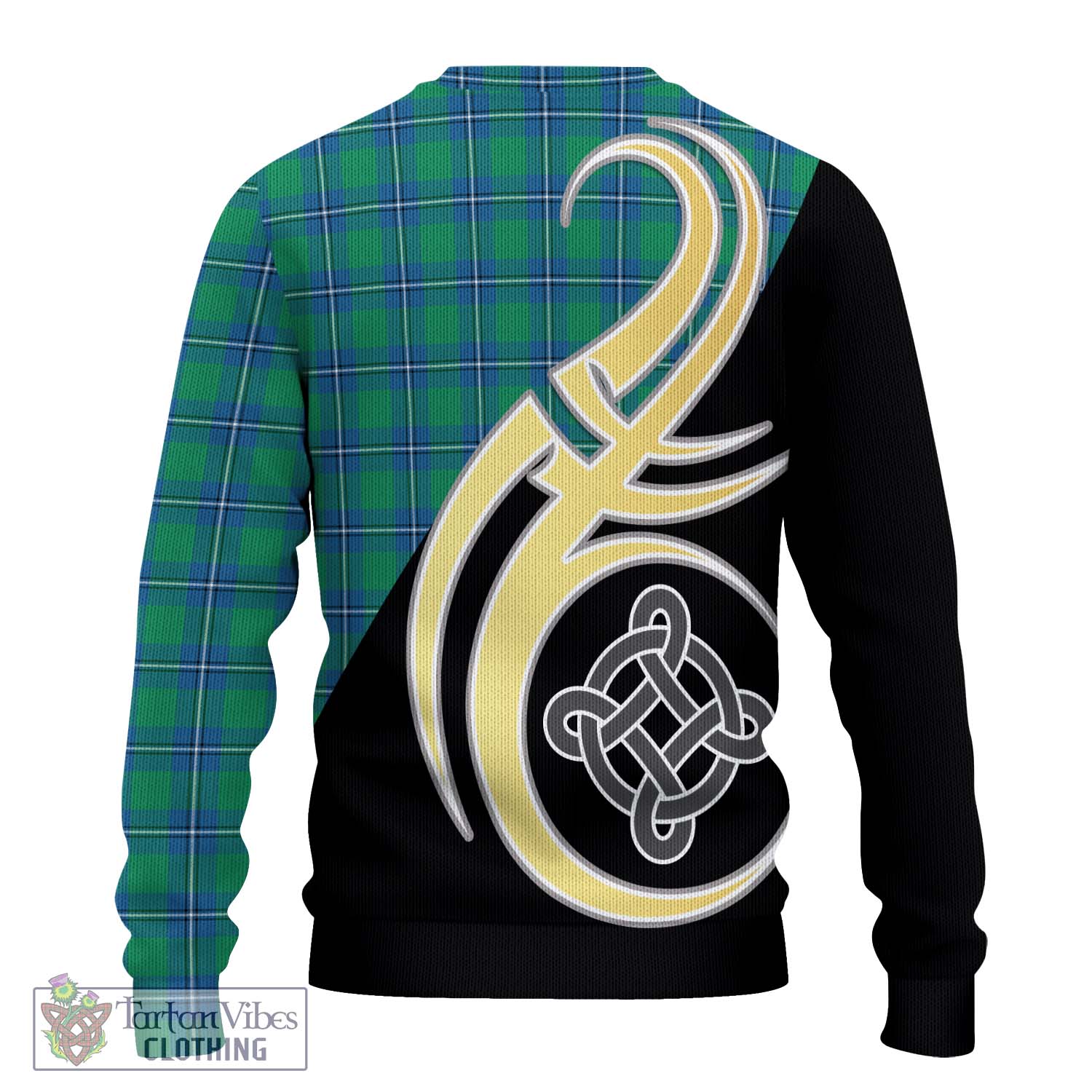 Irvine Tartan Knitted Sweater with Family Crest and Celtic Symbol Style - Tartan Vibes Clothing